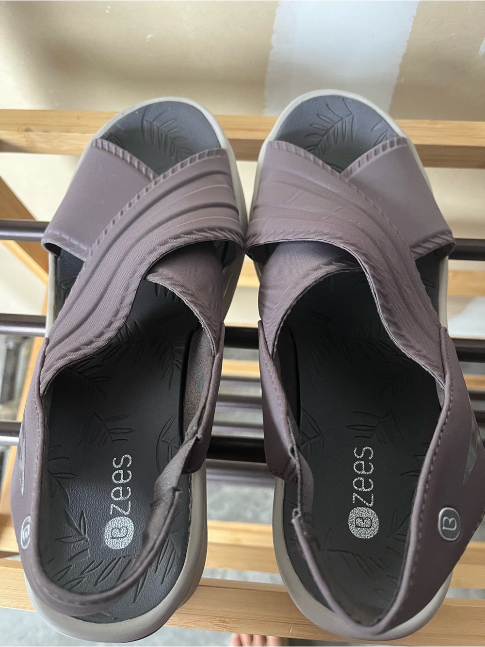 Bzees Women's Slide Sandals in Mauve Taupe